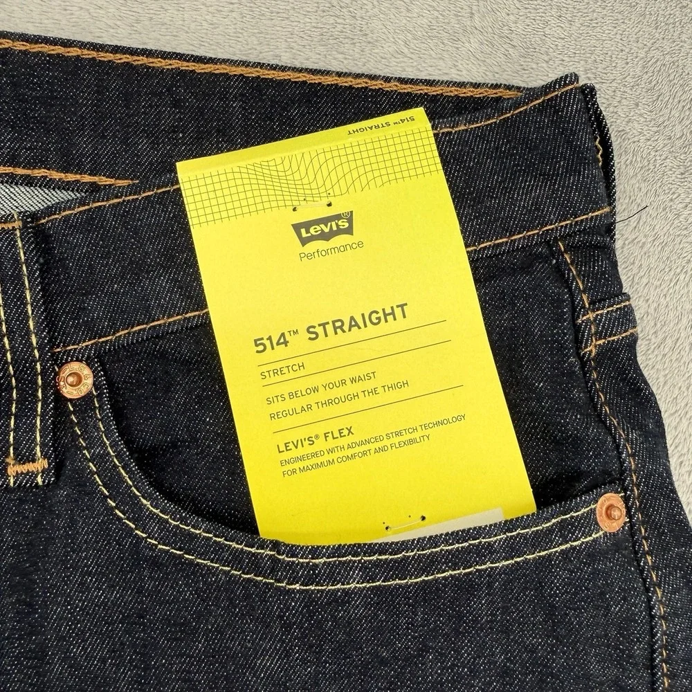 Levis 514 Jeans Mens W31 L32 Straight Fit Flex Stretch Performance Dark Wash